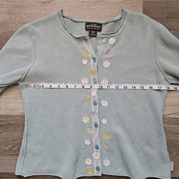 Woolrich Green Cardigan with Floral Embroidery - Picture 4 of 8